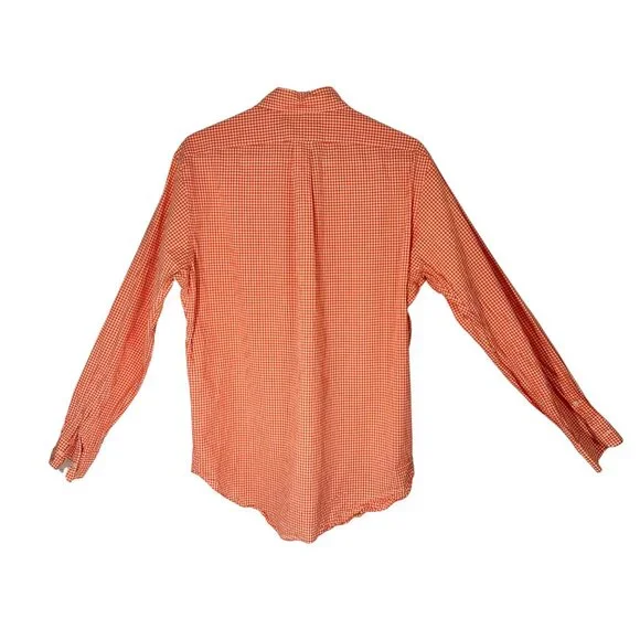Ralph Lauren Mens Classic Fit Orange Gingham Button-Down Shirt M Preppy Academia - Picture 2 of 12